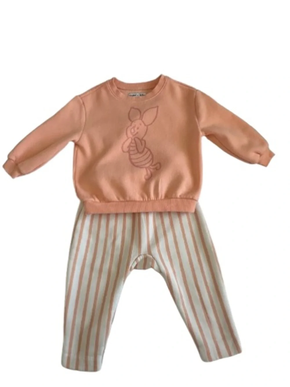 Old Navy x Disney Peach & White Baby Girl 18-24M Matched Sweatshirt & Pants Set